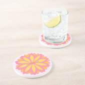 Dessous De Verre En Grès Fleur Botanique Rose Et Jaune (Côté)