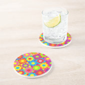 Dessous De Verre En Grès Fleur d'alimentation Retro (Côté)