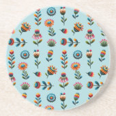 Dessous De Verre En Grès Fleur d'art populaire (Devant)