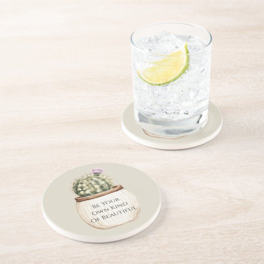 Dessous De Verre En Grès Fleur de cactus pourpre (Côté)