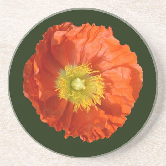 Dessous De Verre En Grès Fleur de cépages orange vif (Devant)