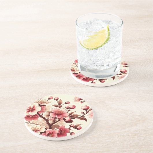 Dessous De Verre En Grès Fleur de Cerisier (Côté)