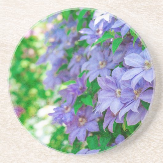 Dessous De Verre En Grès fleur de clématite violette (Devant)
