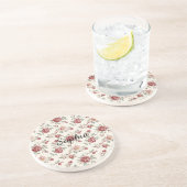 Dessous De Verre En Grès Fleur de Crème Rouge Assez Chic (Côté)