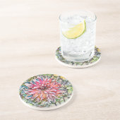 DESSOUS DE VERRE EN GRÈS FLEUR DE DAHLIA (Côté)