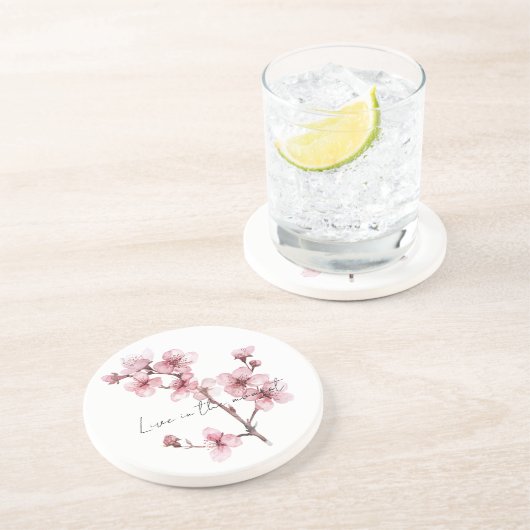 Dessous De Verre En Grès Fleur de fleurs de cerisier rose (Côté)