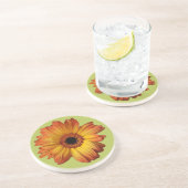 Dessous De Verre En Grès Fleur de gerbera orange ensoleillée (Côté)