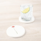 Dessous De Verre En Grès Fleur de Gerbera rouge pâle (Côté)