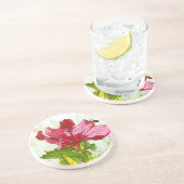 Dessous De Verre En Grès Fleur de ketmie - peinture d'aquarelle (Côté)