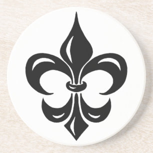 Dessous De Verre En Grès Fleur de Lis - dans le noir