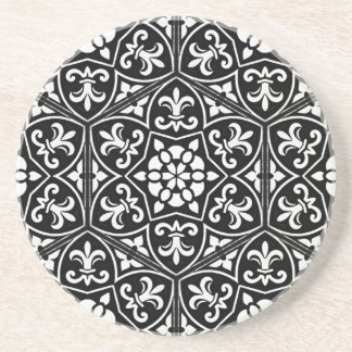 Dessous De Verre En Grès Fleur de lis noir&blanc motif floral vertical
