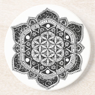 Dessous De Verre En Grès Fleur de mandala de la vie