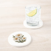 Dessous De Verre En Grès Fleur de marguerite brodée (Côté)