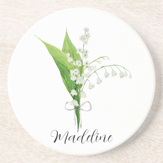 Dessous De Verre En Grès Fleur de Muguet Floral   (Devant)