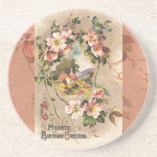 Dessous De Verre En Grès Fleur de naissance victorienne de campagne vintage