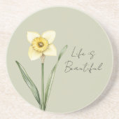 Dessous De Verre En Grès Fleur de narcisse jaune blanc vert (Devant)