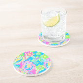 Dessous De Verre En Grès Fleur de Paisley Pastel (Côté)