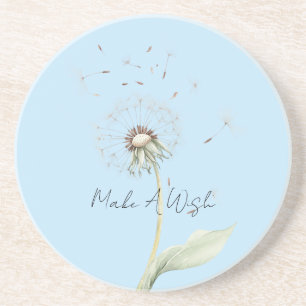 Dessous De Verre En Grès Fleur de pissenlit jaune blanc souhait
