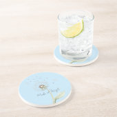 Dessous De Verre En Grès Fleur de pissenlit jaune blanc souhait (Côté)