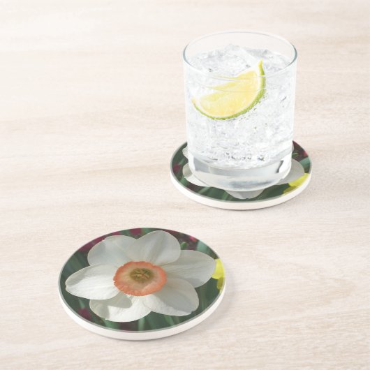 Dessous De Verre En Grès Fleur de printemps de jonquille rose (Côté)