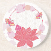 Dessous De Verre En Grès Fleur de vie avec Lotus (Devant)