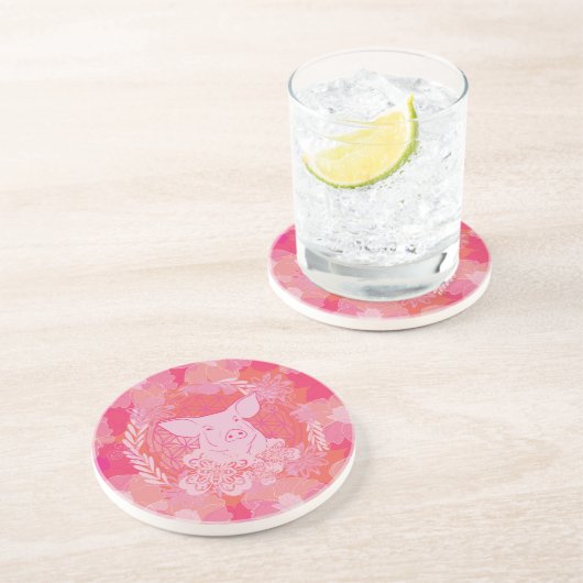 Dessous De Verre En Grès Fleur de vie Cochon (Côté)