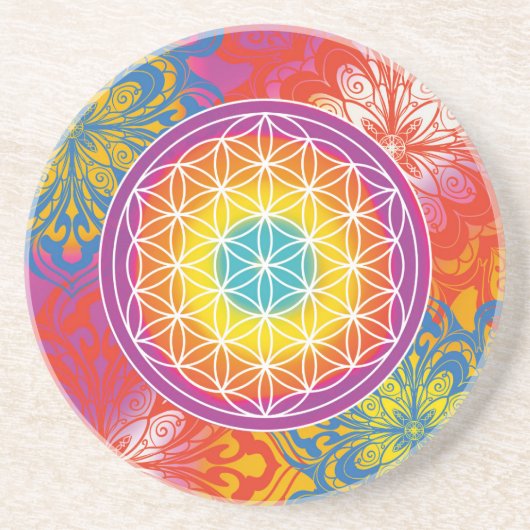 Dessous De Verre En Grès Fleur de vie mandala zen (Devant)