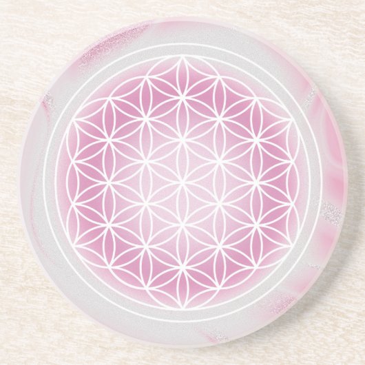 Dessous De Verre En Grès Fleur de Vie rose (Devant)