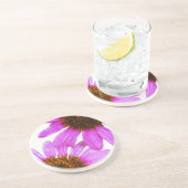 Dessous De Verre En Grès Fleur d'échinacée violette Abstraite (Côté)
