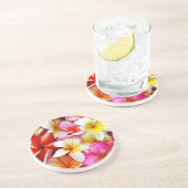 Dessous De Verre En Grès Fleur d'Hawaï de Frangipani de Plumeria customisée (Côté)