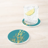 Dessous De Verre En Grès Fleur d'or fausse de luxe abstrait (Côté)