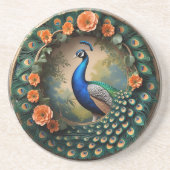 Dessous De Verre En Grès Fleur Feuillue (Devant)
