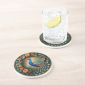 Dessous De Verre En Grès Fleur Feuillue (Côté)