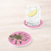 Dessous De Verre En Grès Fleur Gerbera Rose Daisy (Côté)