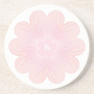 Dessous De Verre En Grès Fleur Graphique Rose Pâle Pastel