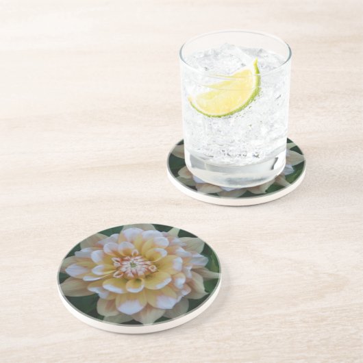 Dessous De Verre En Grès Fleur jaune de fleur de dahlia (Côté)