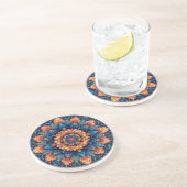 Dessous De Verre En Grès Fleur Mandala Style d'Art Numérique-23907. (Côté)