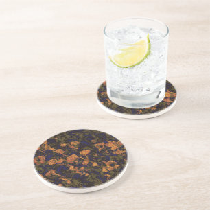 Dessous De Verre En Grès Fleur orange contre le motif de camouflage de