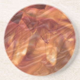 Dessous De Verre En Grès Fleur rose de diamant de cuivre d'or