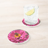 Dessous De Verre En Grès Fleur rose et Bumble bebe (Côté)