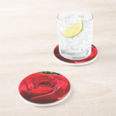 Dessous De Verre En Grès Fleur rose rouge vif Belle florale (Côté)