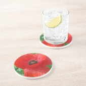 Dessous De Verre En Grès Fleur Rouge (Côté)