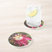 Dessous De Verre En Grès Fleur rouge de passion avec l'abeille (Côté)