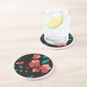 Dessous De Verre En Grès Fleur sauvage Wonderland motif de fleurs stylisé