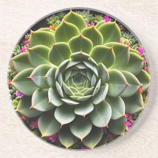 Dessous De Verre En Grès Fleur Succulente Radieuse (Devant)