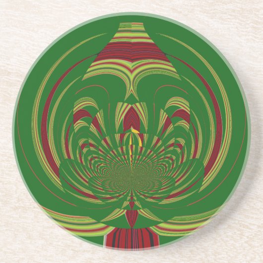 Dessous De Verre En Grès Fleur Vert (Devant)