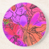 DESSOUS DE VERRE EN GRÈS FLEURS (Devant)