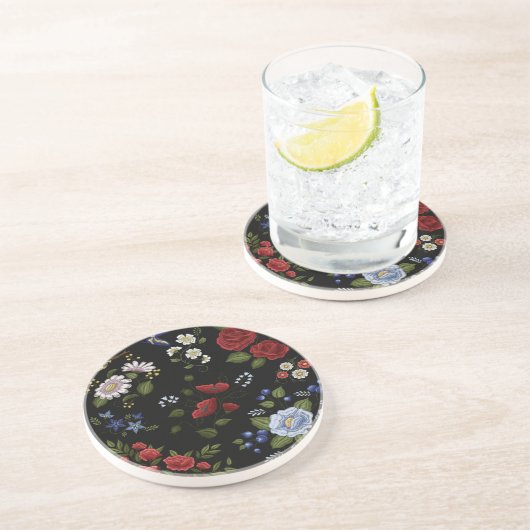 Dessous De Verre En Grès Fleurs (Côté)