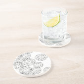 Dessous De Verre En Grès Fleurs abstraites de printemps noir et blanc (Côté)