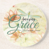 Dessous De Verre En Grès Fleurs Amazing Grace et libellule (Devant)
